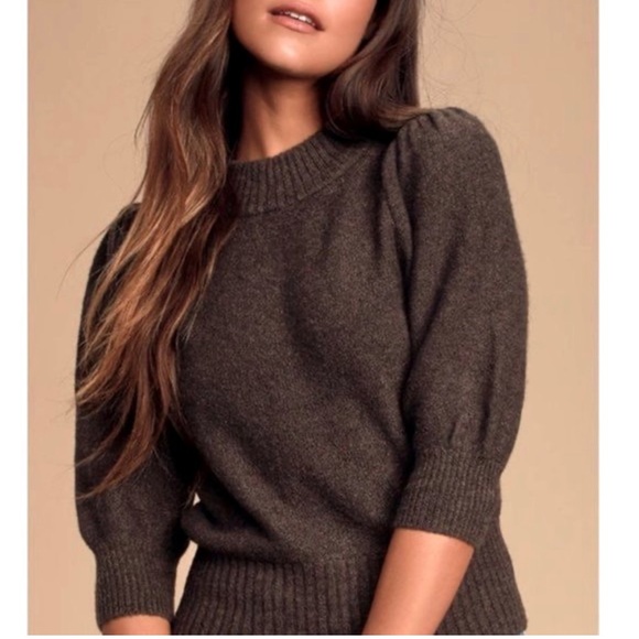 Free People Sweaters - Free People sugar pie puff elbow sleeve wool blend crew neck sweater size large